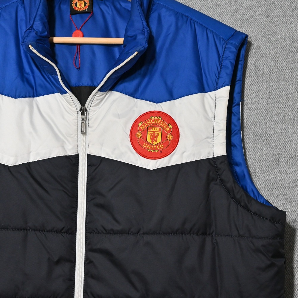 Manchester United Puffer Vest Mens Colorblock 1Nz00811-L L Black Blue India